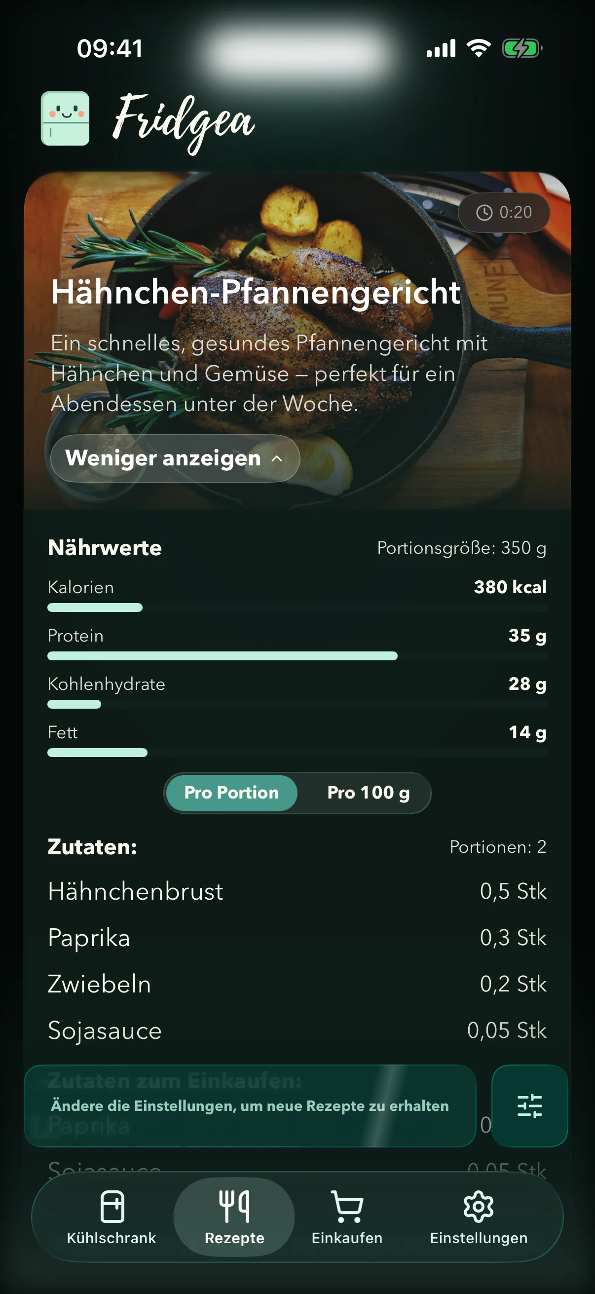 Fridgea schlägt Rezepte aus aktuellem Kühlschrankinhalt vor
