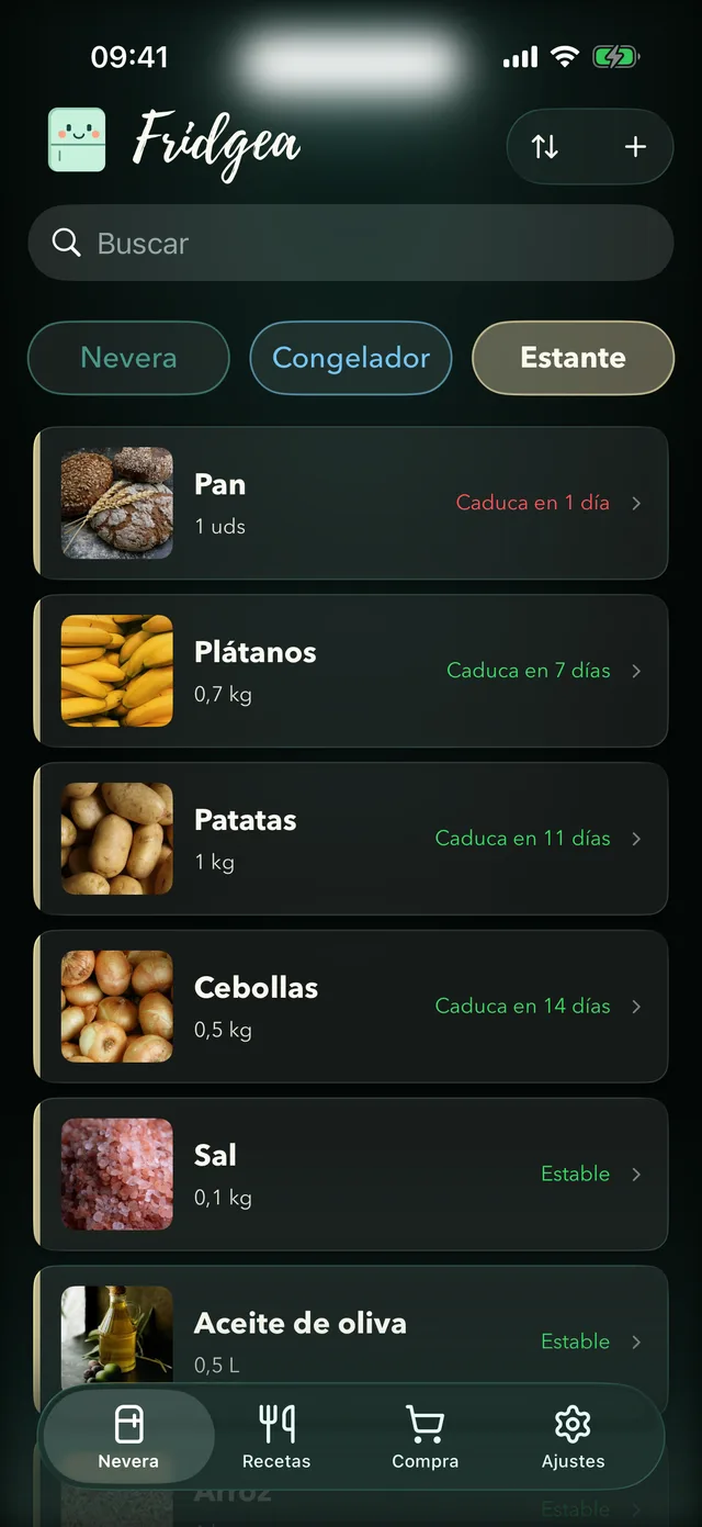 App Fridgea — inventario de la nevera