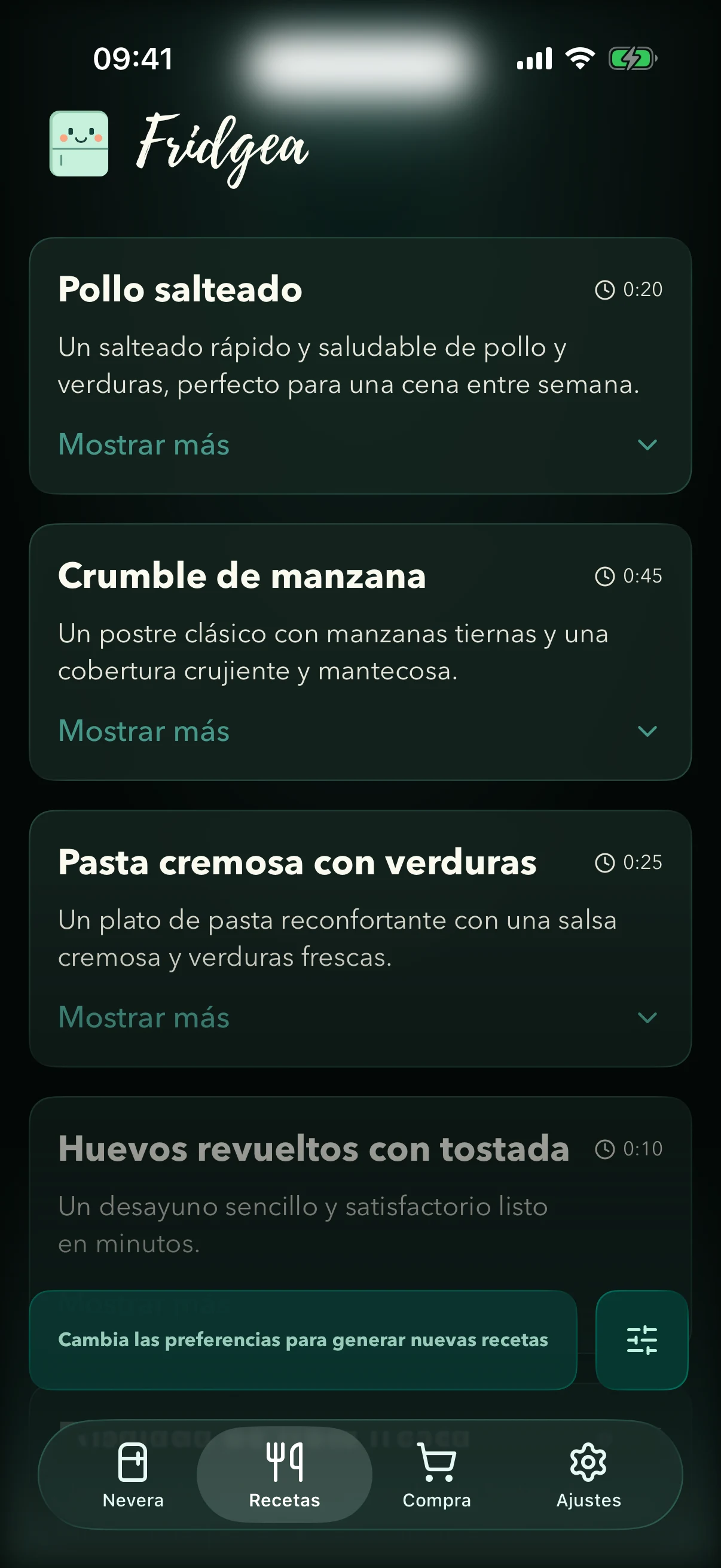 Fridgea sugiriendo recetas a partir del contenido actual de la nevera